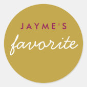 "Ihre Lieblingsjause Magenta Gold" Runder Aufkleber (Vorderseite)