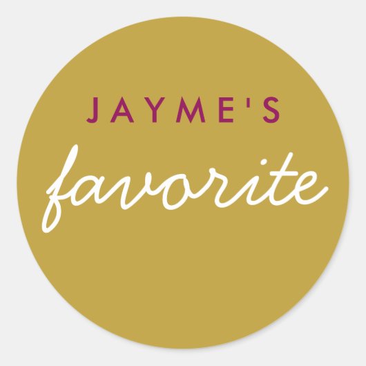 "Ihre Lieblingsjause Magenta Gold" Runder Aufkleber (Vorderseite)