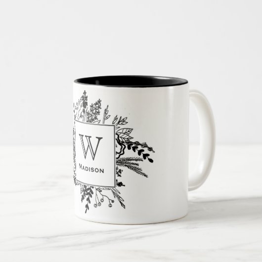Ihre Lieblingsschwarzweiss-Monogramm-Tasse Zweifarbige Tasse (VorderseiteRechts)