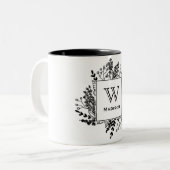 Ihre Lieblingsschwarzweiss-Monogramm-Tasse Zweifarbige Tasse (Vorderseite Links)