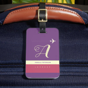 Ihre Lila Curly Monogram Gepäckanhänger