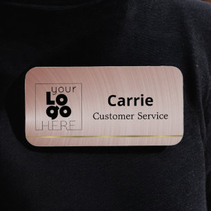 Ihre Logo-Brushed-Rose Gold-Name-Tag mit Brass Namensschild