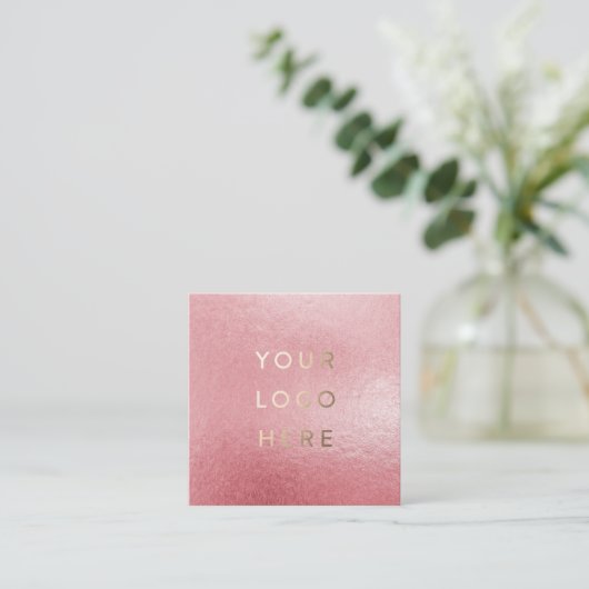 Ihre Logo-Imitate Hellrosa Fohlen Moderne Unterneh Quadratische Visitenkarte (Stehend Vorderseite)