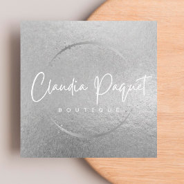 Ihre Logo-Imitate Silver Gray Foil Modern Corporat Quadratische Visitenkarte