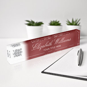 Ihre Logo-Klasse Elegant Burgundy Red Script Namensplakette