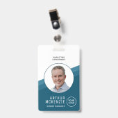 Ihre Logo Mitarbeiter Foto Blue Company ID Ausweis (Front with Clip)