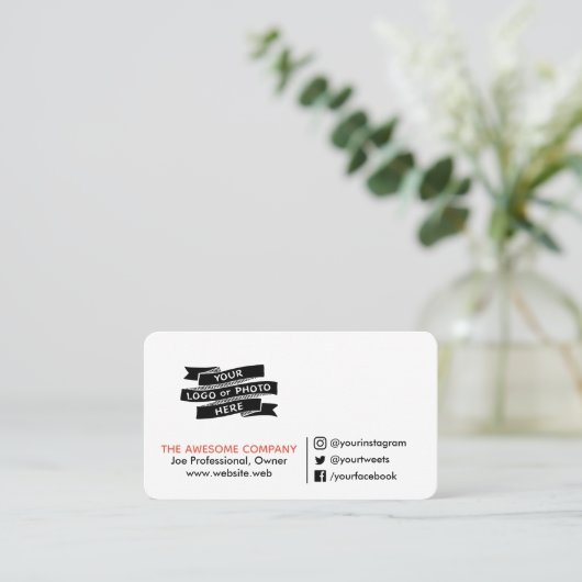 Ihre Logo-oder Foto-Sozialmedium-Ikonen beruflich Visitenkarte (Stehend Vorderseite)