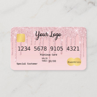 Ihre Logo Pink Tropfen Glitzer-Look Kreditkarte Visitenkarte