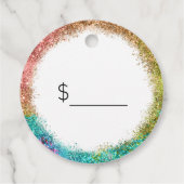 Ihre Logo-Rainbow-Glitzer-Metallic-Preismarken Geschenkanhänger (Rückseite)