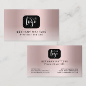 Ihre Logo-Rose Gold Blush Metallic Chic Modern Visitenkarte (Vorne/Hinten)
