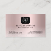 Ihre Logo-Rose Gold Blush Metallic Chic Modern Visitenkarte (Rückseite)