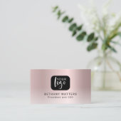 Ihre Logo-Rose Gold Blush Metallic Chic Modern Visitenkarte (Stehend Vorderseite)