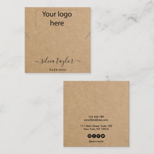 Ihre Logo-Schmuck-Kette Ohrring-Display-Karte Quadratische Visitenkarte (Vorne/Hinten)