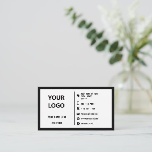 Ihre Logo-Werbeaktion Personalisiert Schwarz/Weiß Visitenkarte (Stehend Vorderseite)