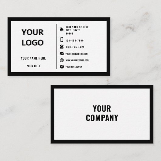 Ihre Logo-Werbeaktion Personalisiert Schwarz/Weiß Visitenkarte (Vorne/Hinten)