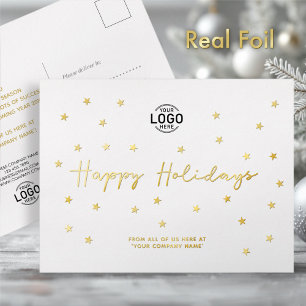 Ihre Logos Minimalistische Gold Stars Business Hol Folien Feiertagspostkarte