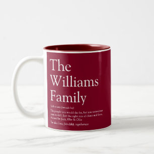 Ihre lustige moderne Burgunder-Familiendefinition Zweifarbige Tasse