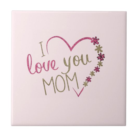 Ihre Mama Geschenk Herz und Text - I Liebe Sie Mam Fliese (Vorderseite)