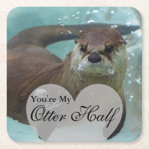 Ihre meine Otter-halbe Brown-Fluss-Otter-Schwimmen Rechteckiger Pappuntersetzer