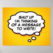 Ihre Meldung Think Buble Fun Retro Comic Buchen Po Poster (Vorne)