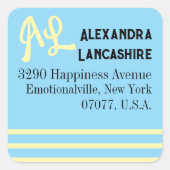 Ihre Mit Monogramm Adressfelder - mehrfarbig Quadratischer Aufkleber (Vorderseite)