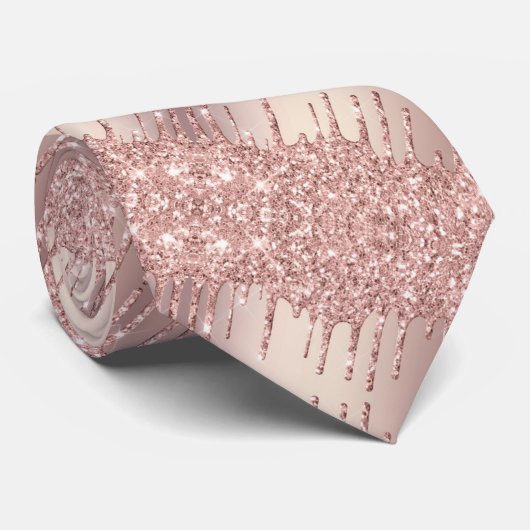 Ihre moderne Neck Tie Rose Gold Blush Glitzer Trop Krawatte (Gerollt)