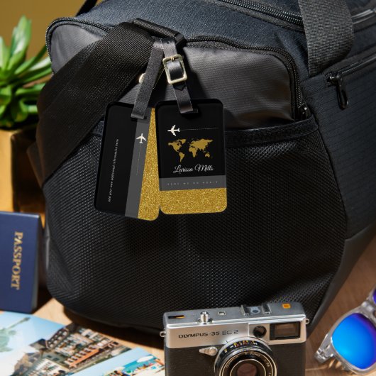 Ihre moderne schicke Reise schwarz Gepäckanhänger (Vorderseite & Rückseite)