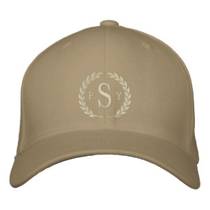 Ihre Monogram 3 Buchstaben und Laurels Stickerei Bestickte Kappe