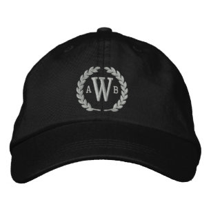 Ihre Monogram 3 Buchstaben und Laurels Stickerei Bestickte Kappe