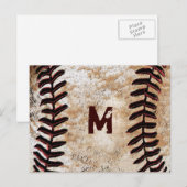 Ihre Monogramm Vintage Baseball Postkarten (Vorne/Hinten)