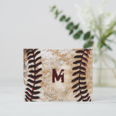 Ihre Monogramm-Vintagen Baseball-Postkarten Postkarte (Stehend Vorderseite)