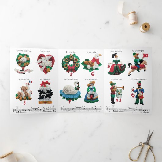 Ihre Nachricht 12 Tage Weihnachts Tri-Fold Urlaub Dreifach Gefaltete Urlaubskarte (Innenseite)