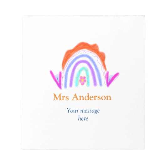 Ihre Nachricht E fügen Sie Text Name Regenbogenleh Notizblock (Vorderseite)