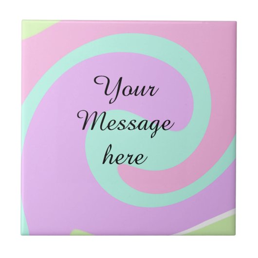Ihre Nachricht hier Textname Monogramm rosa Pastel Fliese (Vorderseite)