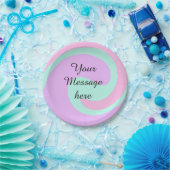Ihre Nachricht hier Textname Monogramm rosa Pastel Pappteller (Party)
