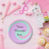 Ihre Nachricht hier Textname Monogramm rosa Pastel Pappteller (Party)