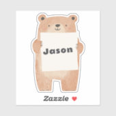 Ihre Nachricht oder Ihr Name niedlich Bear Holding Aufkleber (Blatt)