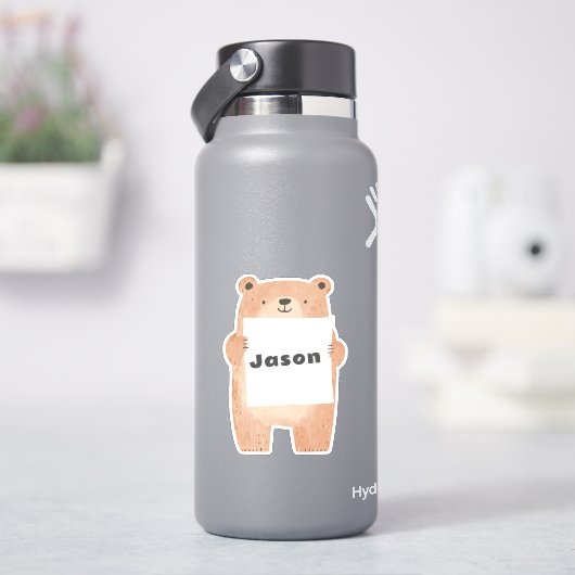 Ihre Nachricht oder Ihr Name niedlich Bear Holding Aufkleber (HydroFlask)