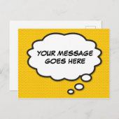 Ihre Nachricht Think Bubble Fun Retro Comic Book Ankündigungspostkarte (Vorne/Hinten)