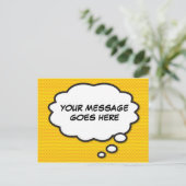 Ihre Nachricht Think Bubble Fun Retro Comic Book Ankündigungspostkarte (Stehend Vorderseite)