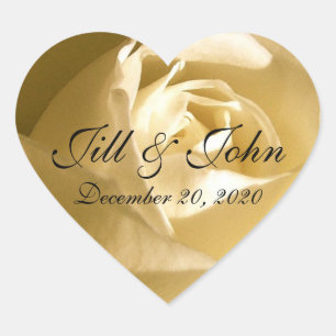 Ihre Namen, Ihr Datum, Ihre Cream-Rose Save the Da Herz-Aufkleber