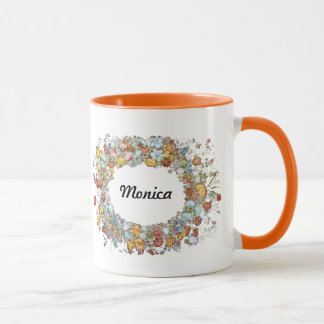 Ihre Namen in 2 Blume Kräne Tasse