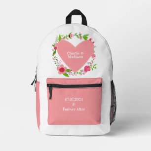 Ihre Namen in einem blühenden Herz Bedruckter Rucksack