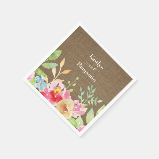 Ihre Namen mit bunten Blume und Burlap Serviette (Ecke)