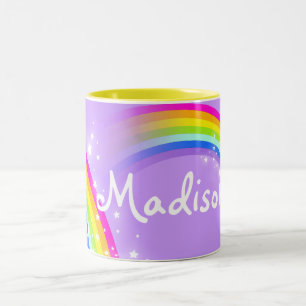 "Ihre Namens" Mädchenregenbogen-Veilchen-Tasse Zweifarbige Tasse