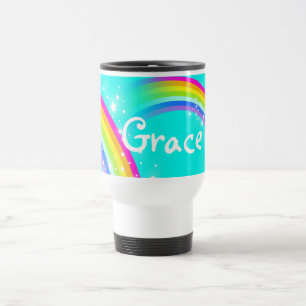 "Ihre Namens" Regenbogenaquareise/-kinder schlagen Reisebecher