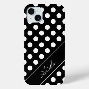 Ihre Namens/Text-Schablone, Tupfen-Schwarzes u. iPhone 15 Mini Hülle
