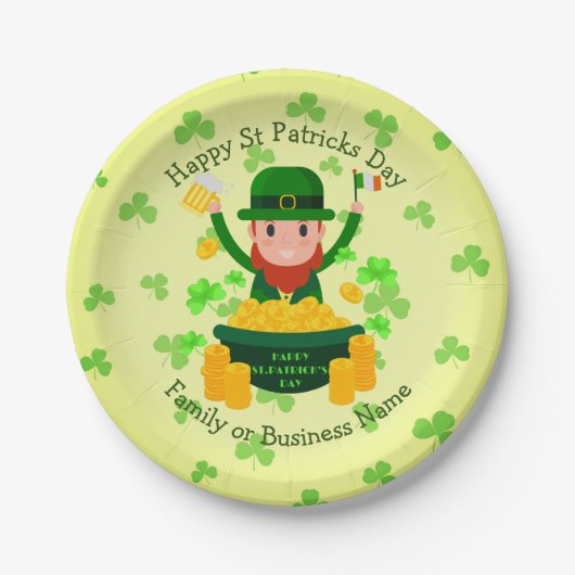 Ihre Namensmeldung St Patricks Day Leprechaun Gold Pappteller (Vorderseite)