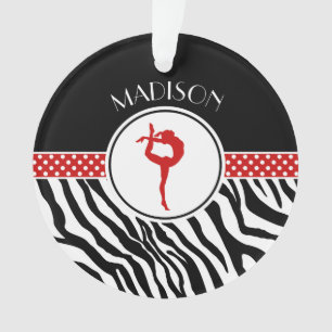 Ihre Namenszebra-Druck-Gymnastik mit roten Details Ornament