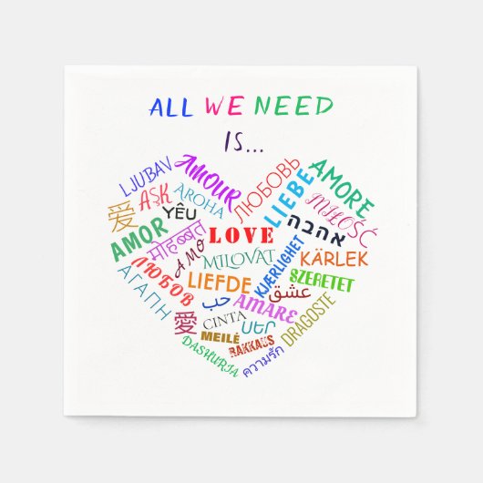 Ihre Napkins mit Liebe Text Multi Language Word Serviette (Vorderseite)